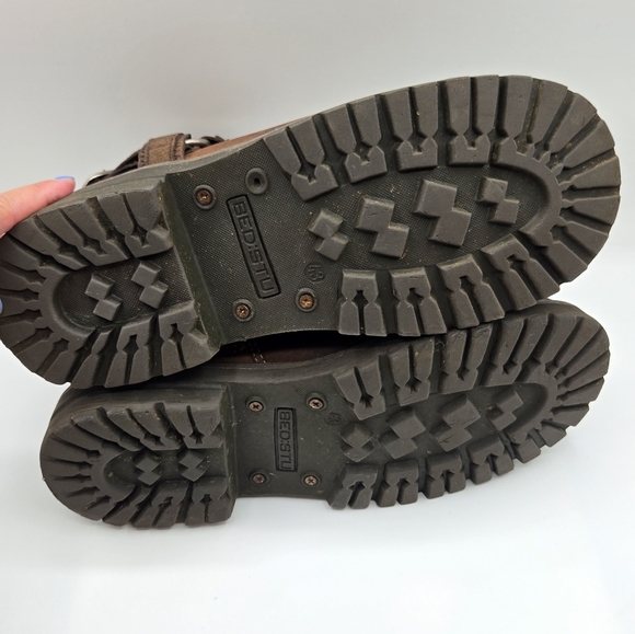 Bed Stu | Men's Brown Distressed Harness Buckle Zip Up Leather Ankle Biker Boots - Picture 6 of 12